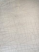 White With Golden Metallic Lines Faux Rabbit Touch Rug - White Lines, Faux Fur Rug (7'6" X 10'3")