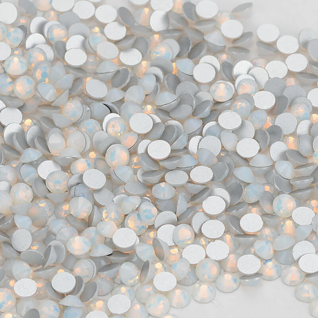 Small Bag Glue On Rhinestones White Opal Flat Back Rhinestone - White Opal, 2MM To 6MM Sizes (1 Bag)