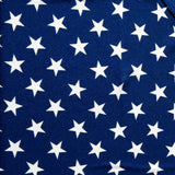 Swim Knit Nylon Spandex White Patriotic Stars on Shiny Navy