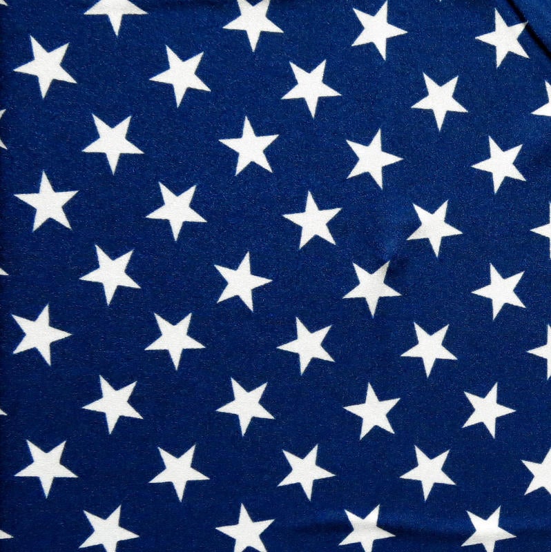 Swim Knit White Patriotic Stars on Shiny Navy