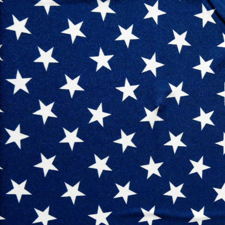 Swim Knit White Patriotic Stars on Shiny Navy
