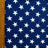 Swim Knit Nylon Spandex White Patriotic Stars on Shiny Navy