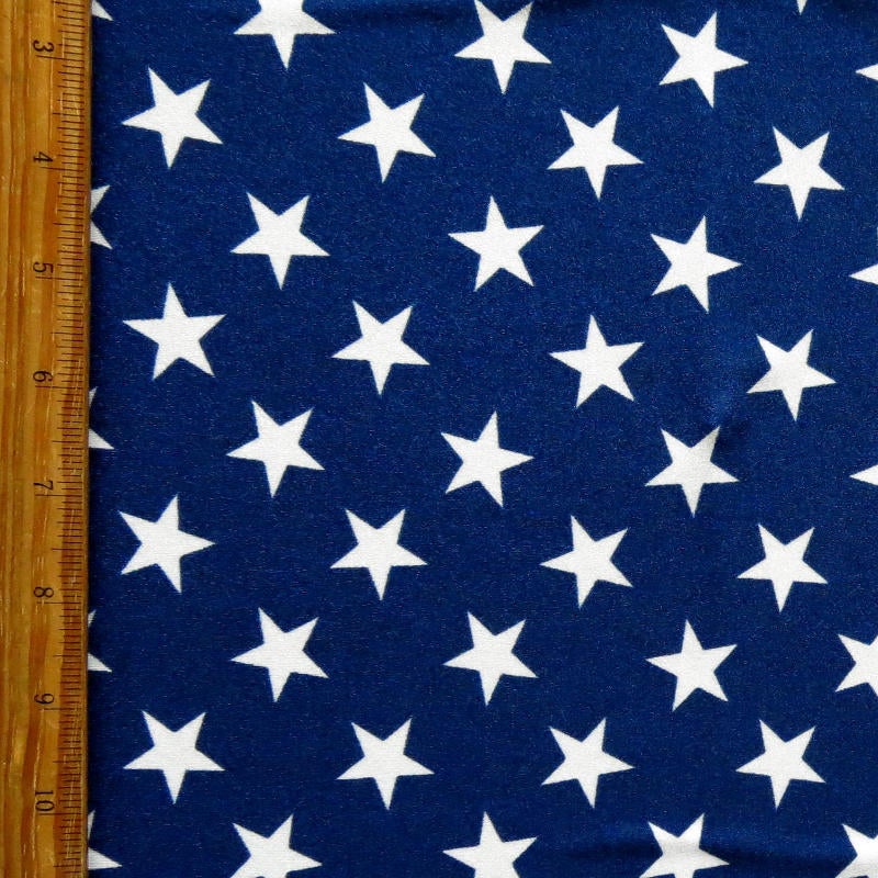 Swim Knit White Patriotic Stars on Shiny Navy