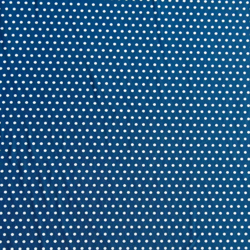 Swim Knit Nylon Spandex White Mini Polka Dots Admiral Blue