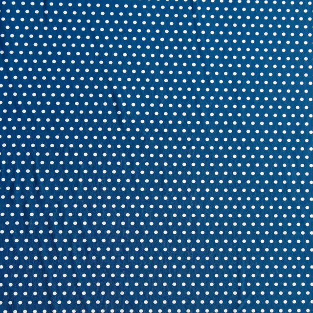 Swim Knit Nylon Spandex White Mini Polka Dots Admiral Blue