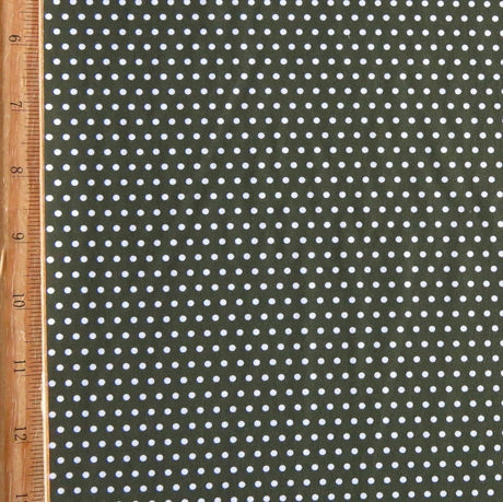 Swim Knit White Pindots on Olive Nylon Spandex