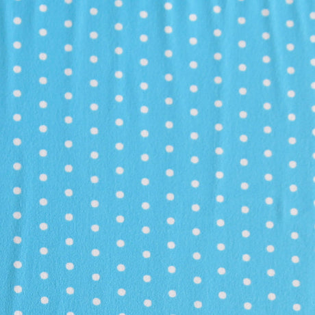 Swim Knit Nylon Spandex White Pin Dots Turquoise