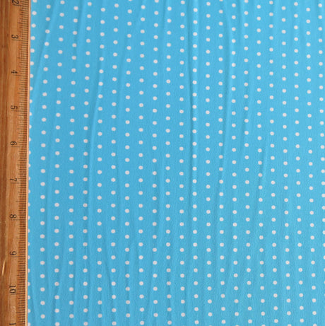 Swim Knit Nylon Spandex White Pin Dots Turquoise