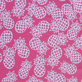 Swim Knit Nylon Spandex White Pineapples on Coral