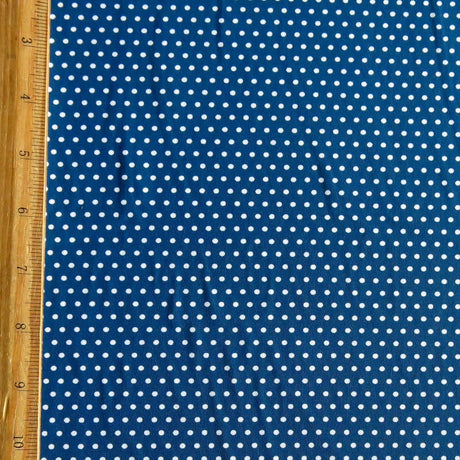 Swim Knit Nylon Spandex White Mini Polka Dots Admiral Blue
