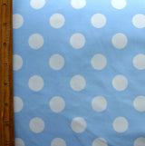 Swim Knit Nylon Lycra White Polka Dots on Baby Blue