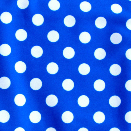 Swim Knit White Polka Dots on Royal Blue
