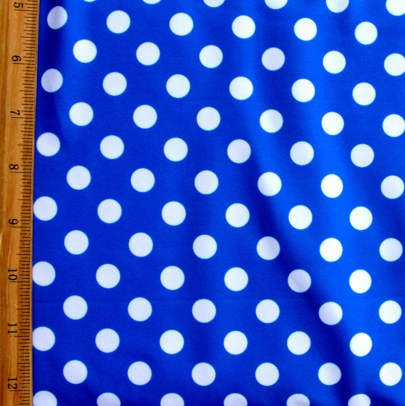 Swim Knit White Polka Dots on Royal Blue