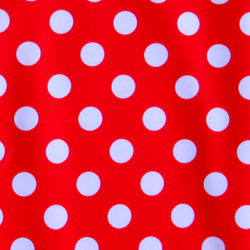 Swim Knit White Polka Dots on Red