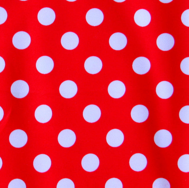 Swim Knit White Polka Dots on Red