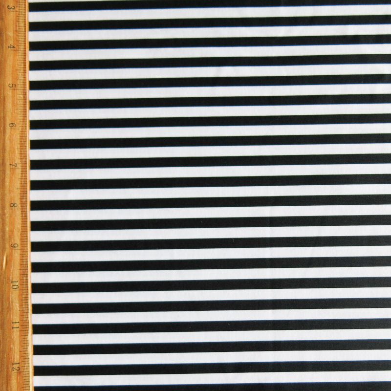 Poly Spandex Swimsuit Fabric Black and White 1/4" Stripe