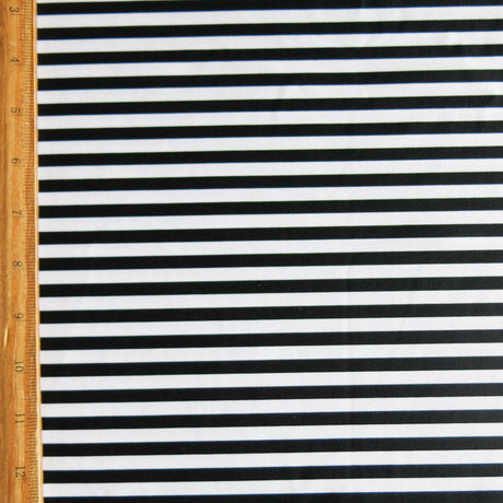 Poly Spandex Swimsuit Fabric Black and White 1/4" Stripe