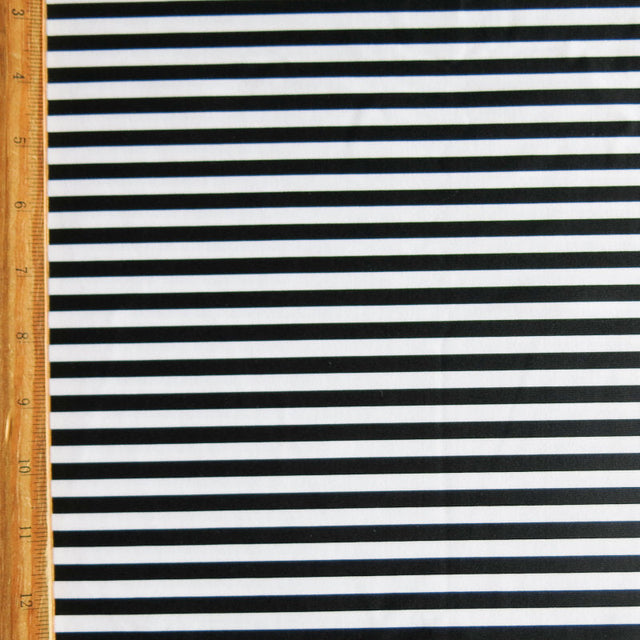 Poly Spandex Swimsuit Fabric Black and White 1/4" Stripe