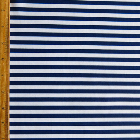 Swim Knit Nylon Spandex Harmony Blue and White 1/4" Stripe