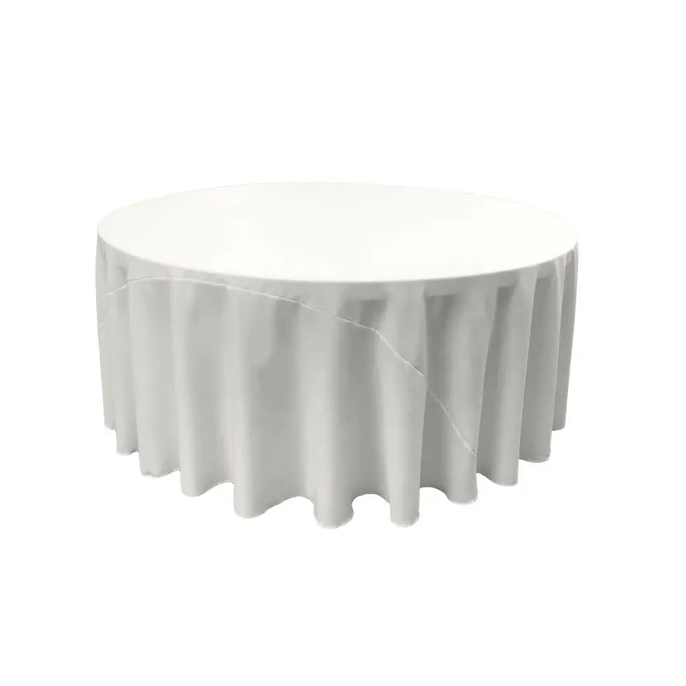 White 100% Polyester Round Tablecloth 108″