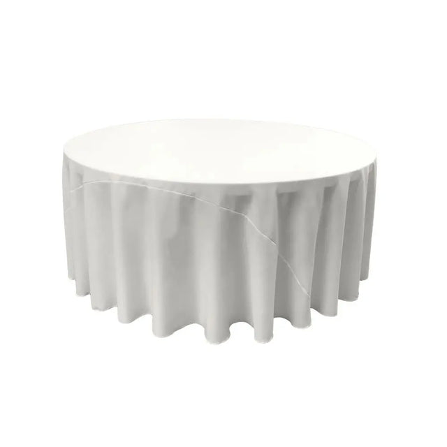White 100% Polyester Round Tablecloth 108″