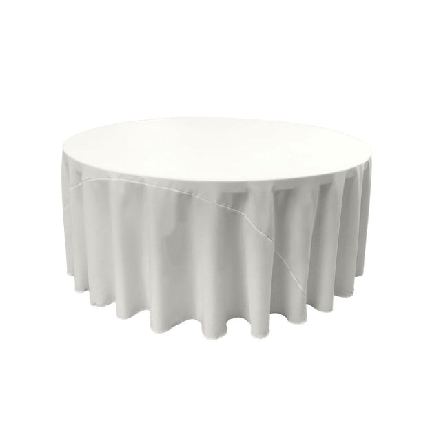 White 100% Polyester Round Tablecloth 120″