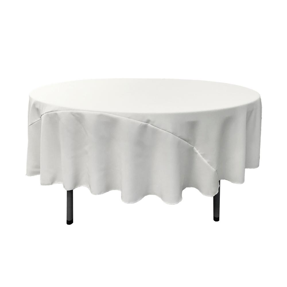 90″ White Polyester Round Tablecloth