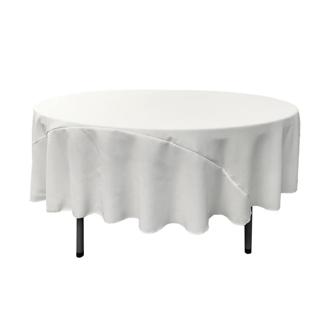 90″ White Polyester Round Tablecloth