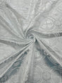 White/Silver Rectangular Metallic Cross Brocade Jacquard Satin Fabric - White/Silver Metallic Cross Pattern, Rectangular Tablecloth Overlay, Liturgical Fabric (60 Inches x 72 Inches)