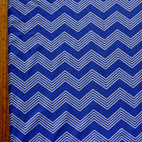 Nylon Lycra Swim Knit White Zig Zags Royal Blue