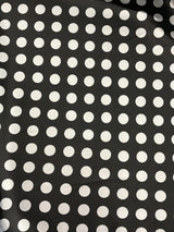 Big Polka Dots White On Black Polyester Satin Fabric - White Polka Dots On Black, 59/60" Width (1 Yard)