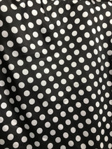 Big Polka Dots White On Black Polyester Satin Fabric - White Polka Dots On Black, 59/60" Width (1 Yard)