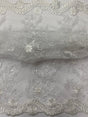 Elena'S Lace Polyester Lace Fabric - White/Clear Sequins, Double Scalloped Edge, 54" Width (1 Yard)