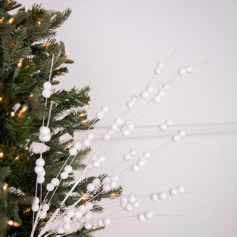 33 Inch Glitter Berry Spray – White Decorative Christmas Floral Pick