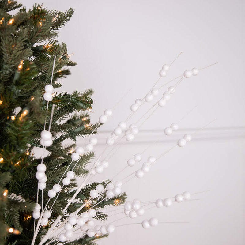 33” Glitter Berry Spray - White