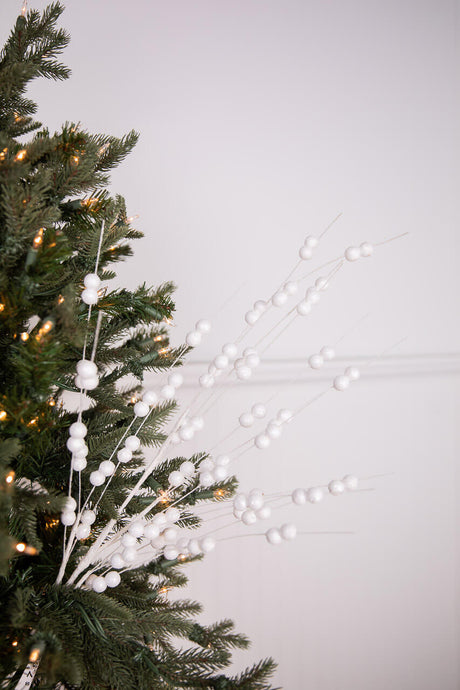 33” Glitter Berry Spray - White