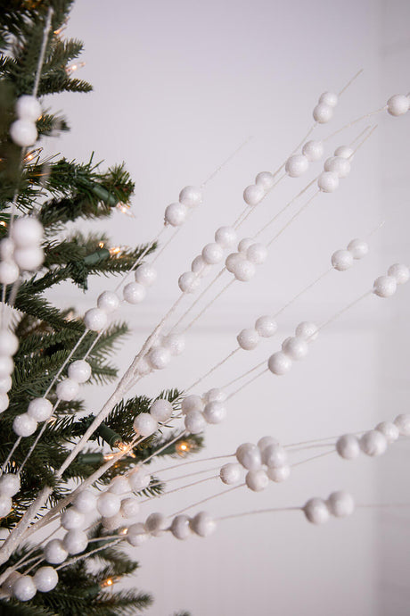 33” Glitter Berry Spray - White