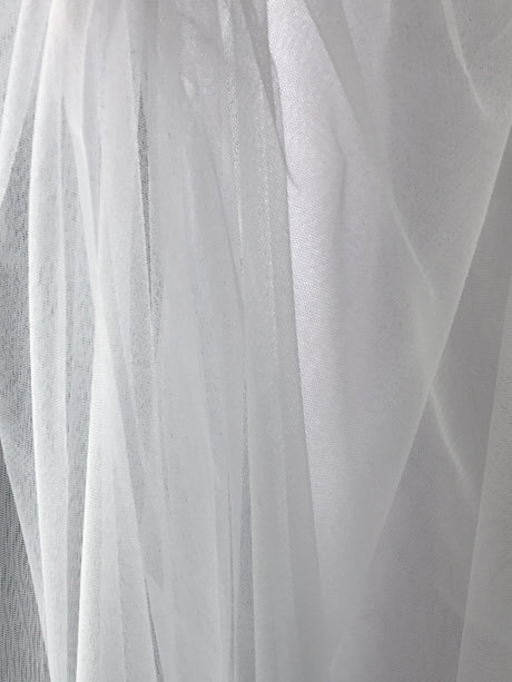 English Net White Polyester Fabric - White Mesh, 59/60" Width (1 Yard)