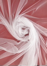 English Net White Polyester Fabric - White Mesh, 59/60" Width (1 Yard)