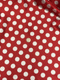 Big Polka Dots White On Red Polyester Satin Fabric - White Polka Dots On Red, 59/60" Width