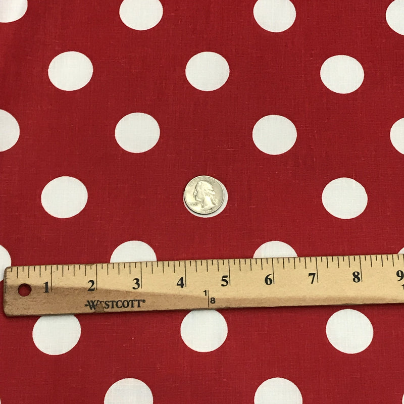 White Dots/Red Poly Cotton Fabric - Red With White Dots, 59/60" Width (1 Yard)