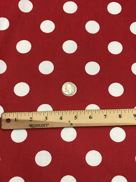 White Dots/Red Poly Cotton Fabric - Red With White Dots, 59/60" Width (1 Yard)
