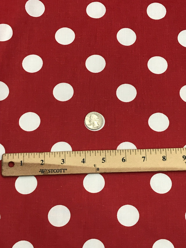 White Dots/Red Poly Cotton Fabric - Red With White Dots, 59/60" Width (1 Yard)