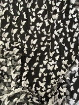 3D Butterflies White On Black Polyester Mesh Fabric - White Butterflies On Black, 54" Width (1 Yard)