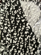 3D Butterflies White On Black Polyester Mesh Fabric - White Butterflies On Black, 54" Width (1 Yard)