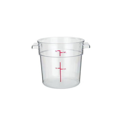Winco PCRC-1 Clear Round Food Storage Container 5-1/8" x 6-3/8" x 4-7/8"H - 1 Qt.