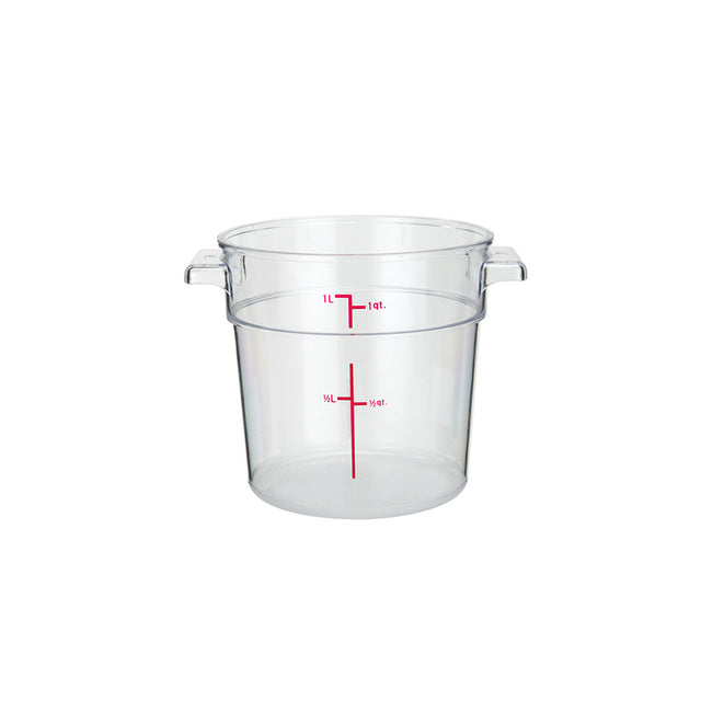 Winco PCRC-1 Clear Round Food Storage Container 5-1/8" x 6-3/8" x 4-7/8"H - 1 Qt.