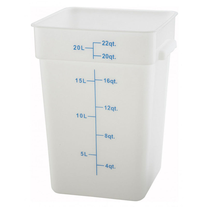 Winco PESC-22 Square Storage Container 22 Qt., White Polypropylene