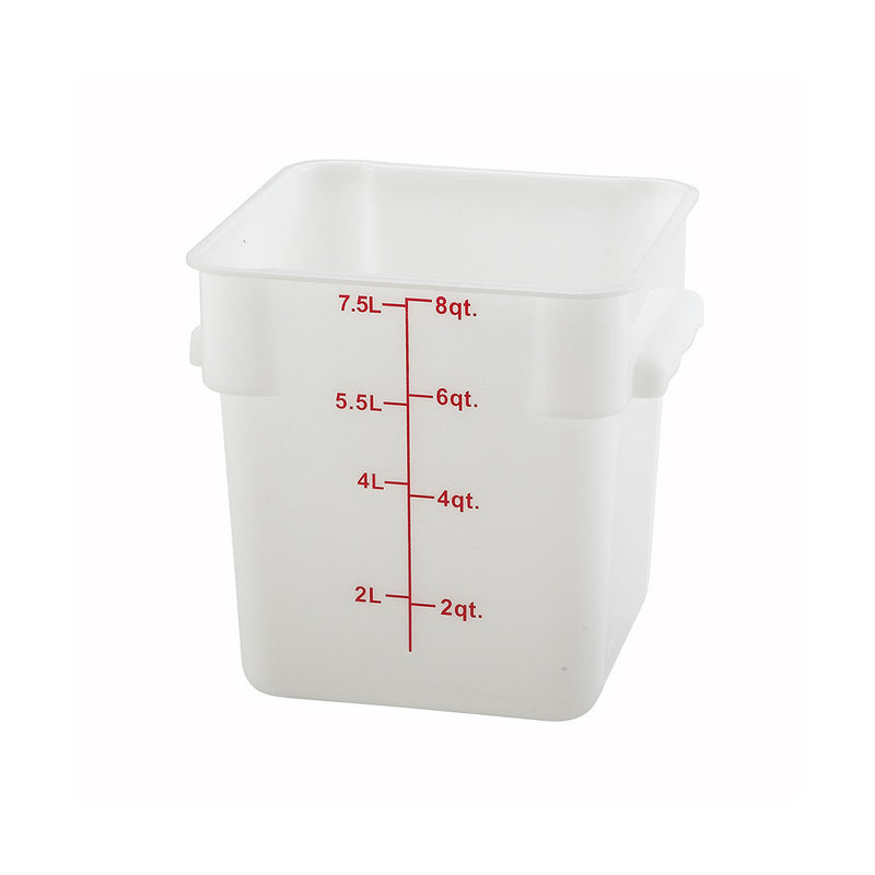 Winco PESC-8 Polypropylene Square Storage Container 8 Quart