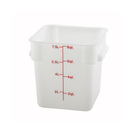 Winco PESC-8 Polypropylene Square Storage Container 8 Quart